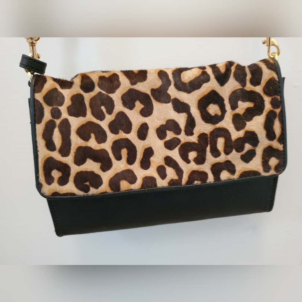 Margot Leopard Print and Black Leather Women's Bag